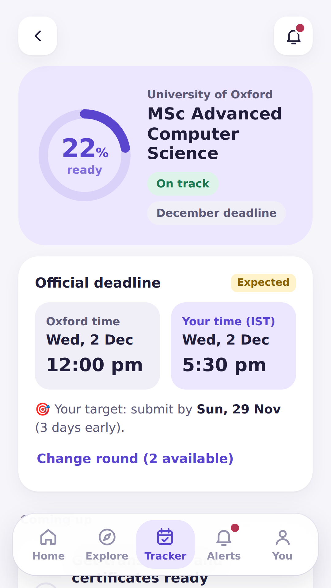Deadline shown in Oxford time and IST